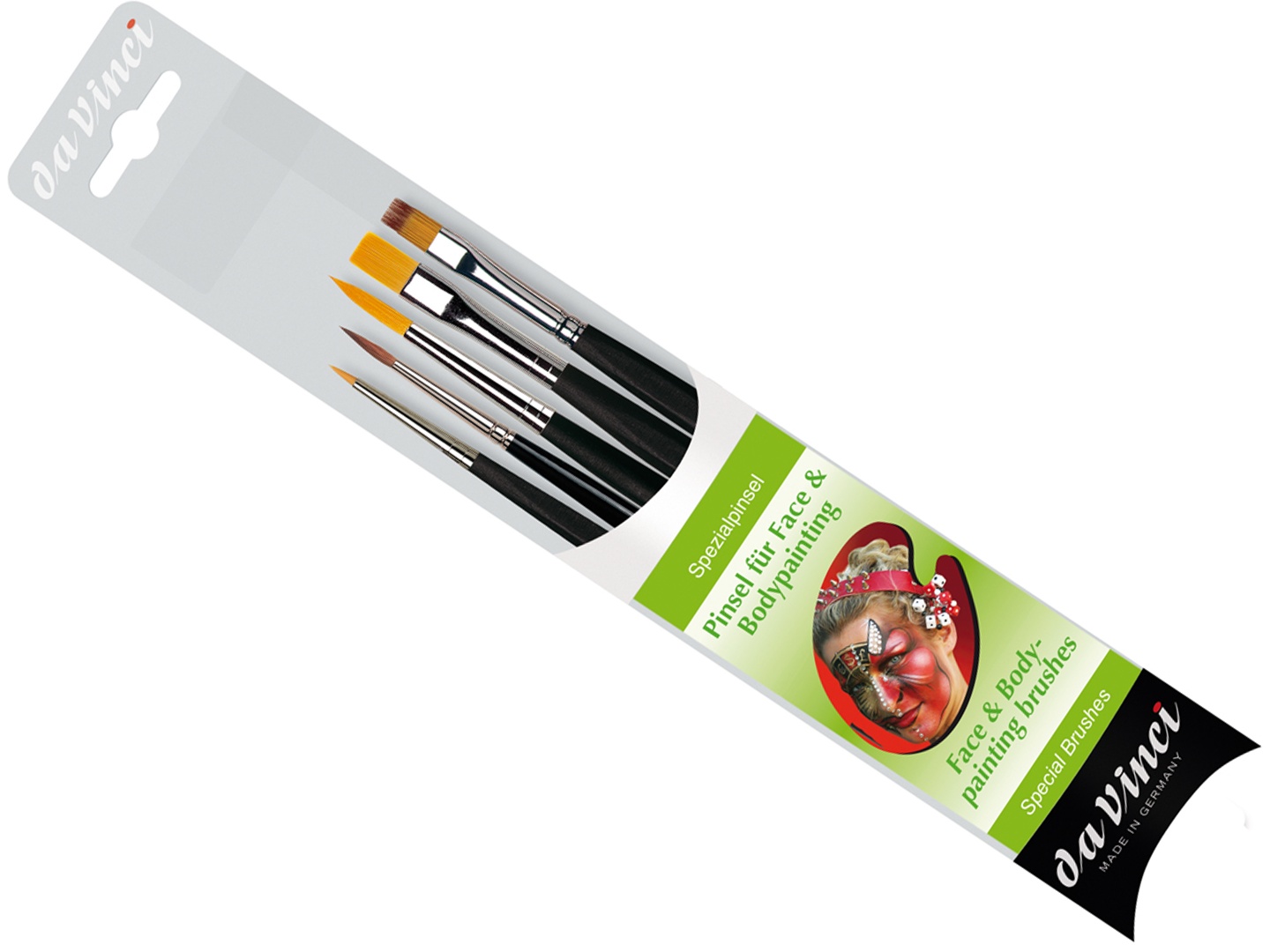 Da Vinci Face & Body Painting סט של 5 מכחולים מקצועים לציורי פנים וגוף של דה וינצ'י