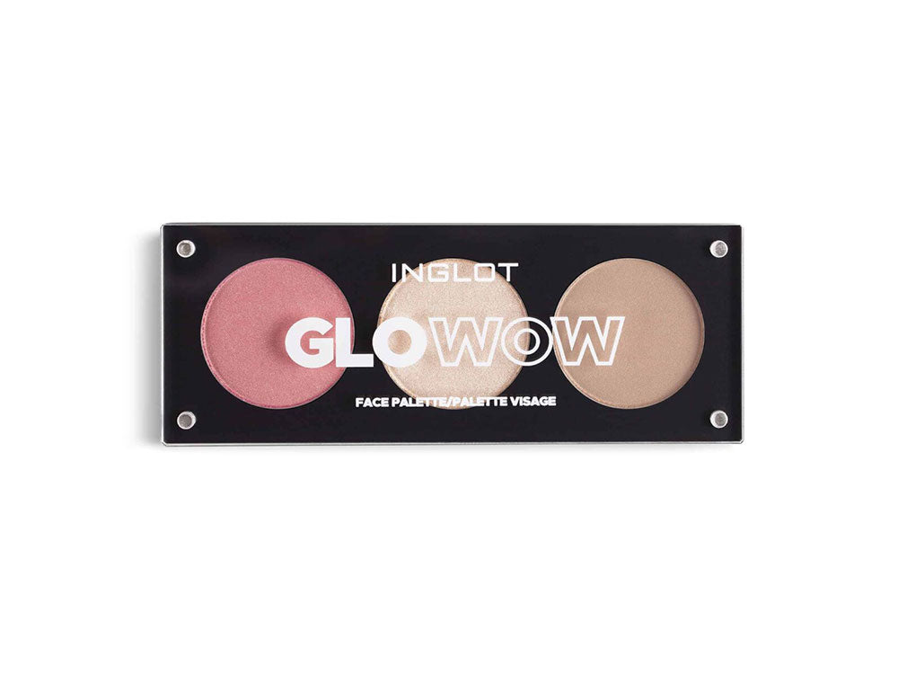 פלטת איפור המאחדת הייליטר, ברונזר וסומק מבית אינגלוט INGLOT GLOWOW FACE PALETTE