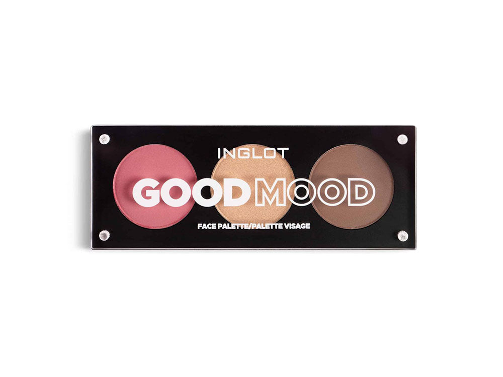 פלטת איפור המאחדת הייליטר, ברונזר וסומק מבית אינגלוט INGLOT GOOD MOOD FACE PALETTE