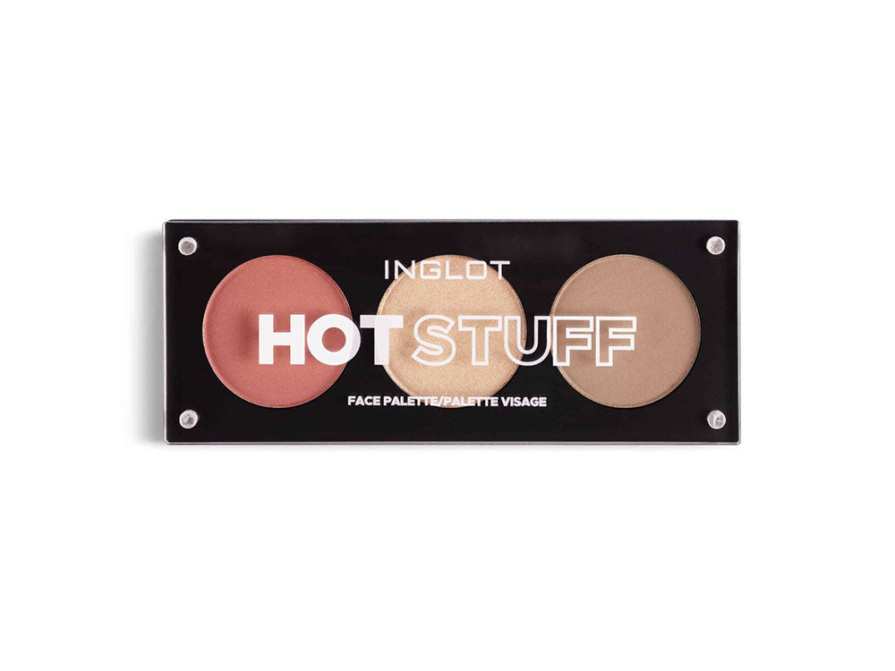 פלטת איפור המשלבת הייליטר, ברונזר וסומק מבית אינגלוט INGLOT HOT STUFF FACE PALETTE