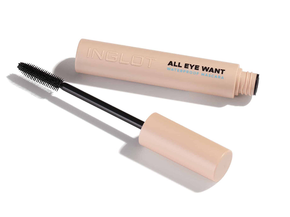 INGLOT All Eye Want Mascara Waterproof מסקרה עמידה עם מברשת סיליקון לאיפור מקצועי מבית אינגלוט