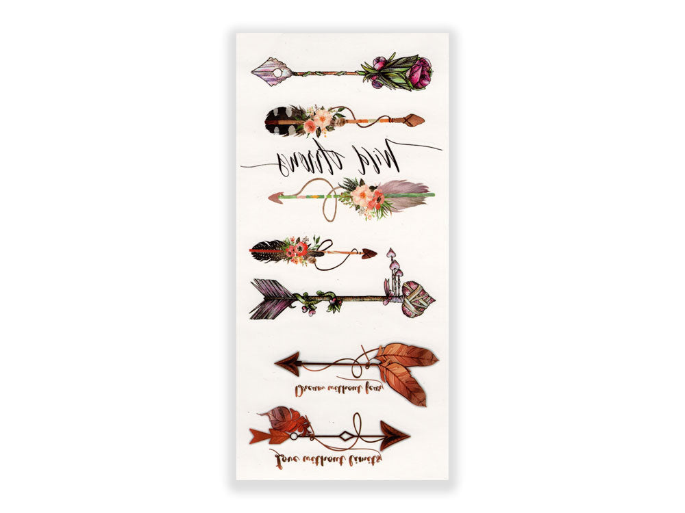 תעתוע קעקוע זמני בינוני צבעוני חצים חופש הרפתקאות טבע