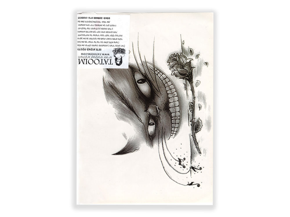 תעתוע קעקוע זמני גדול שחור לבן חתול צ׳שייר מאליס בארץ הפלאות