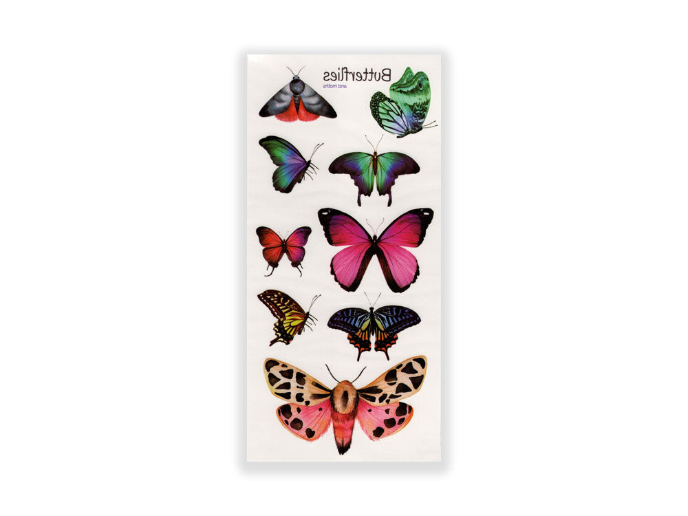 תעתוע קעקוע זמני בינוני צבעוני טבע אביב סוגים שונים של פרפרים