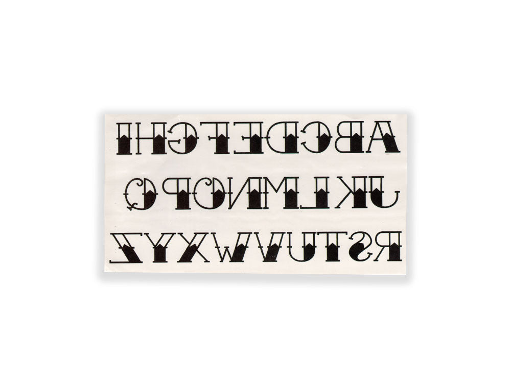 תעתוע קעקוע זמני בינוני שחור לבן קליגרפיה אותיות אנגלית כתב דפוס גדול