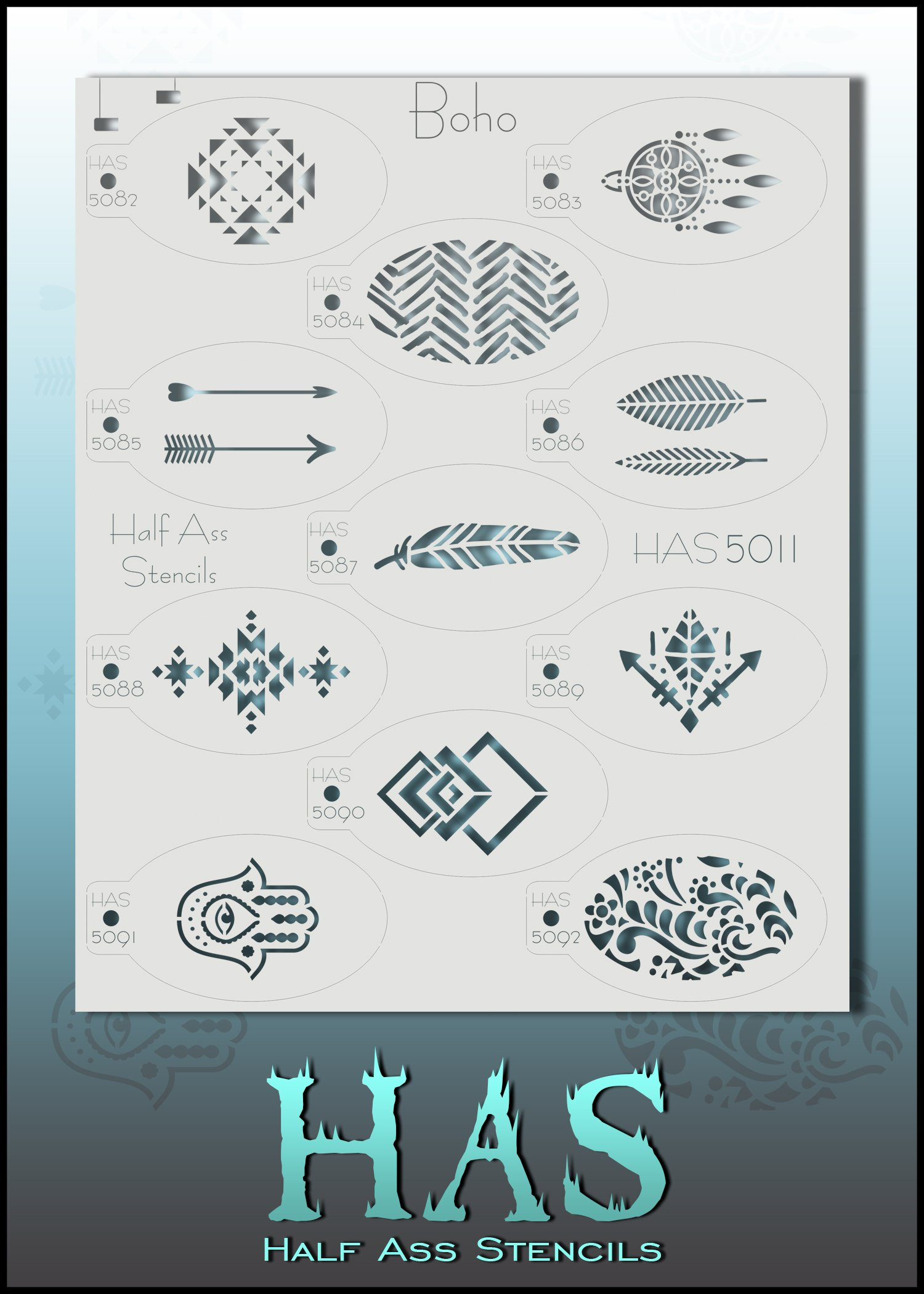 סט של 11 שבלונות לאיפור פנים וגוף BAMS HAS