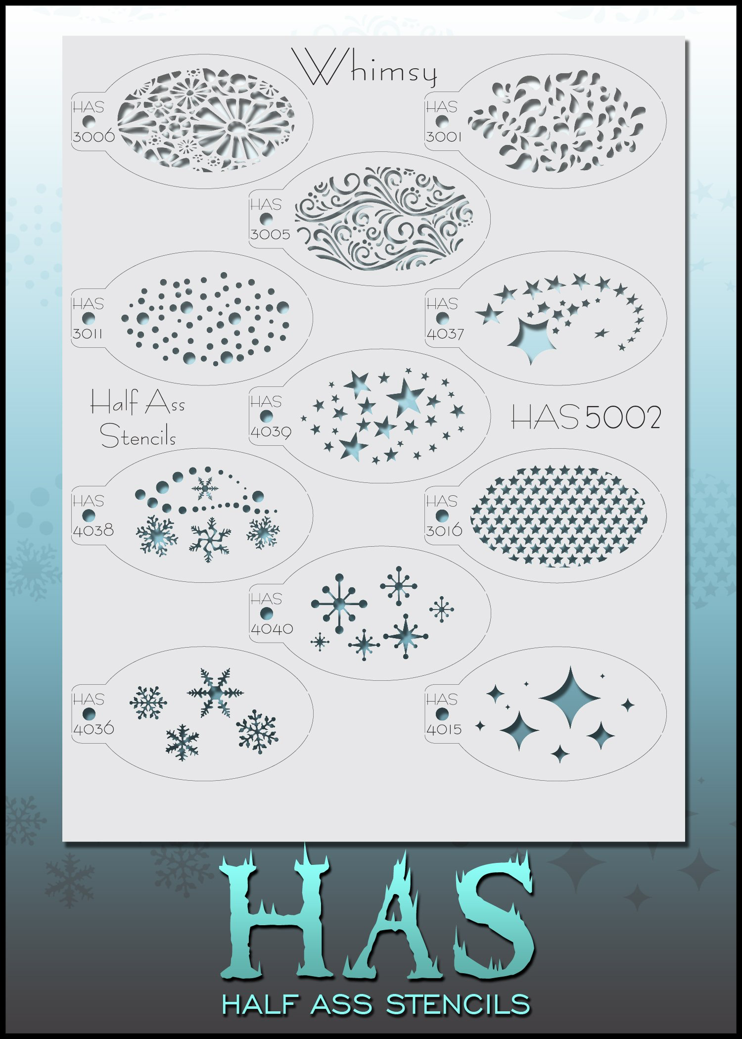 סט של 11 שבלונות לאיפור פנים וגוף BAMS HAS