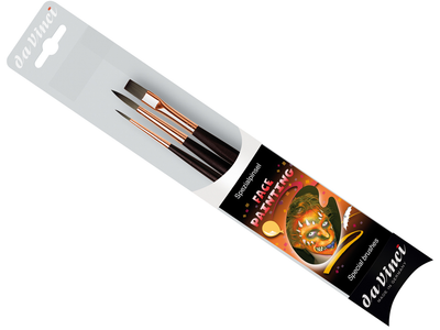 Da Vinci Face Painting  סט של 3 מכחולים מקצועים לציורי פנים של דה וינצ'י