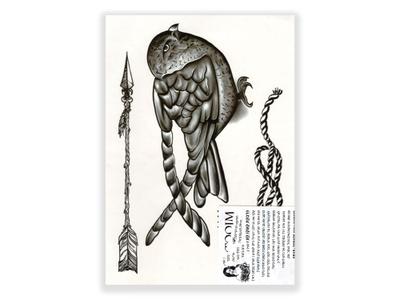 תעתוע קעקוע זמני גדול שחור לבן ציפור סנונית חץ חבל