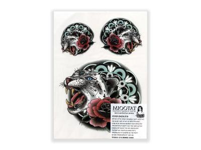 תעתוע קעקוע זמני גדול צבעוני שלישיית מנדלה נמרה עוצמתית עם ורדים