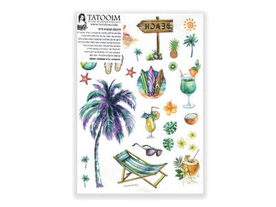 תעתוע קעקוע זמני גדול צבעוני מיקס קעקועי קיץ חופשה