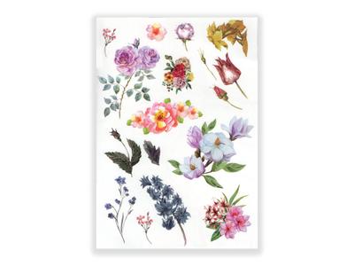 תעתוע קעקוע זמני גדול צבעוני מיקס פרחים בגדלים שונים