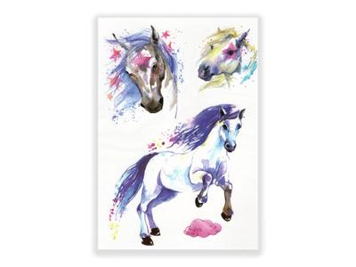 תעתוע קעקוע זמני גדול צבעוני ילדים סוסים אגדות כוכבים