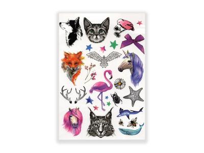 תעתוע קעקוע זמני גדול צבעוני ילדים מיקס קטנים חיות וטבע