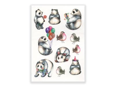 תעתוע קעקוע זמני גדול צבעוני ילדים מיקס קטנים חיות וטבע דוב פנדה בלונים