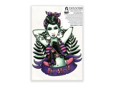 תעתוע קעקוע זמני גדול צבעוני אישה פמיניסטית כרזה