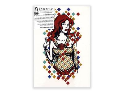 תעתוע קעקוע זמני גדול צבעוני ציור אישה מעוינים פופ