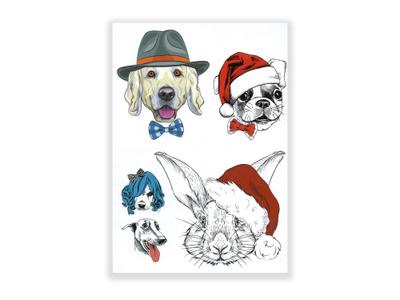 תעתוע קעקוע זמני גדול צבעוני ילדים מיקס קטנים חיות מחופשות כובעים