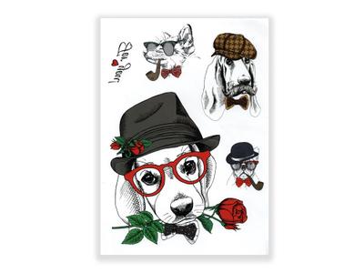 3-תעתוע קעקוע זמני גדול צבעוני ילדים מיקס קטנים חיות מחופשות כובעים