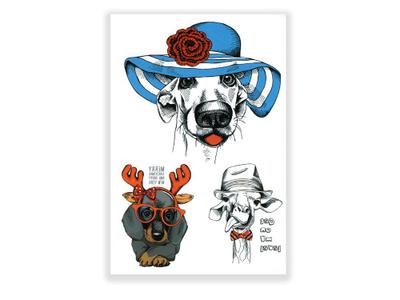 4-תעתוע קעקוע זמני גדול צבעוני ילדים מיקס קטנים חיות מחופשות כובעים