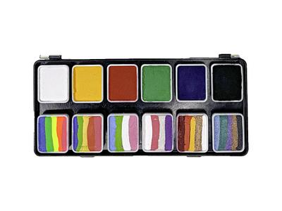 פלטה לציורי פנים וגוף סט 12 צבעים 72 ג’ – צבעי בסיס וקשת
